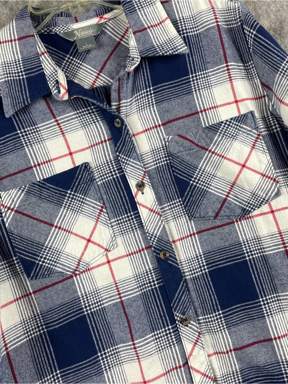 Natural Reflections Classic Flannel Layering Country Camping Outdoor Shirt  Sz L